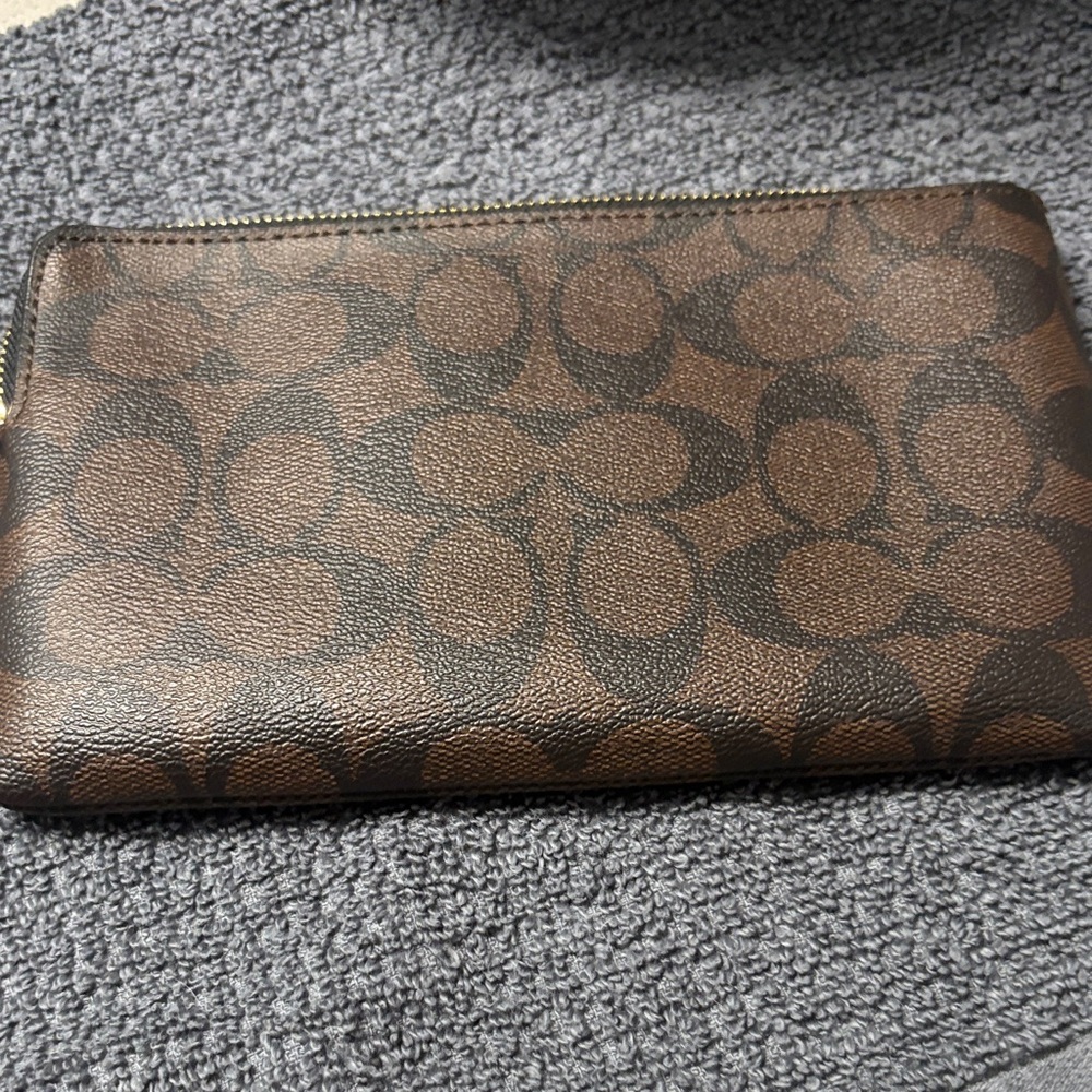 Coach Signature Brown Wristlet with Gold Accents - Picture 5 of 5
